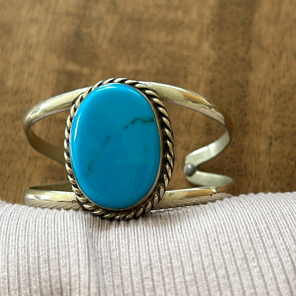 Turquoise/Silver Adjustable Bracelet/Cuff